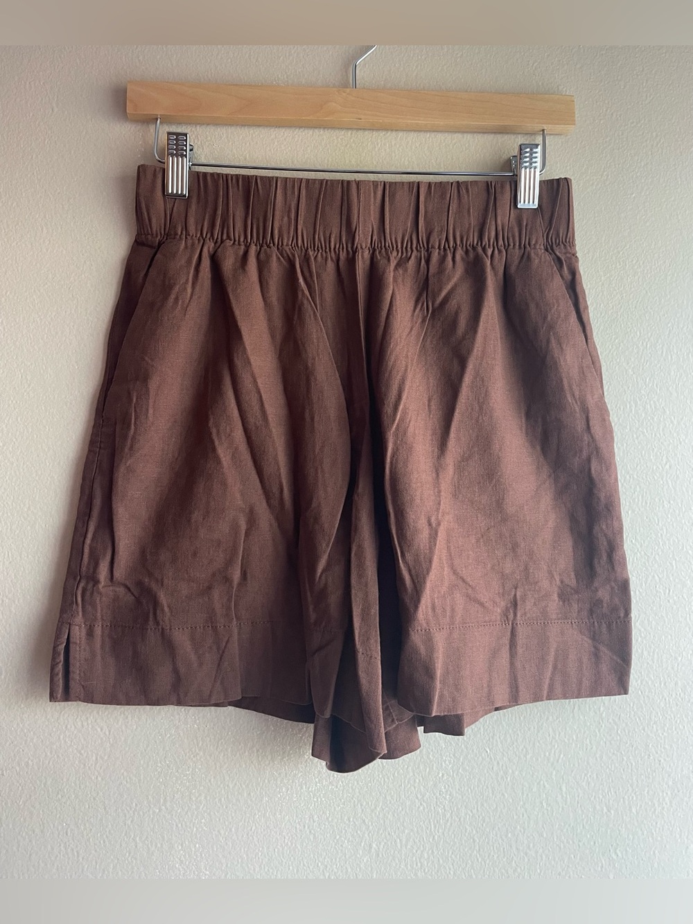 GAP Women’s Brown Linen-Viscose Pull On Shorts Elastic Waist Pockets XS